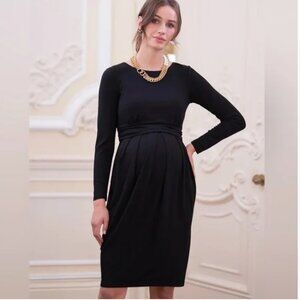 Seraphine Peachy Black Jersey Maternity & Nursing Dress (Black / 4) - Worn Once!